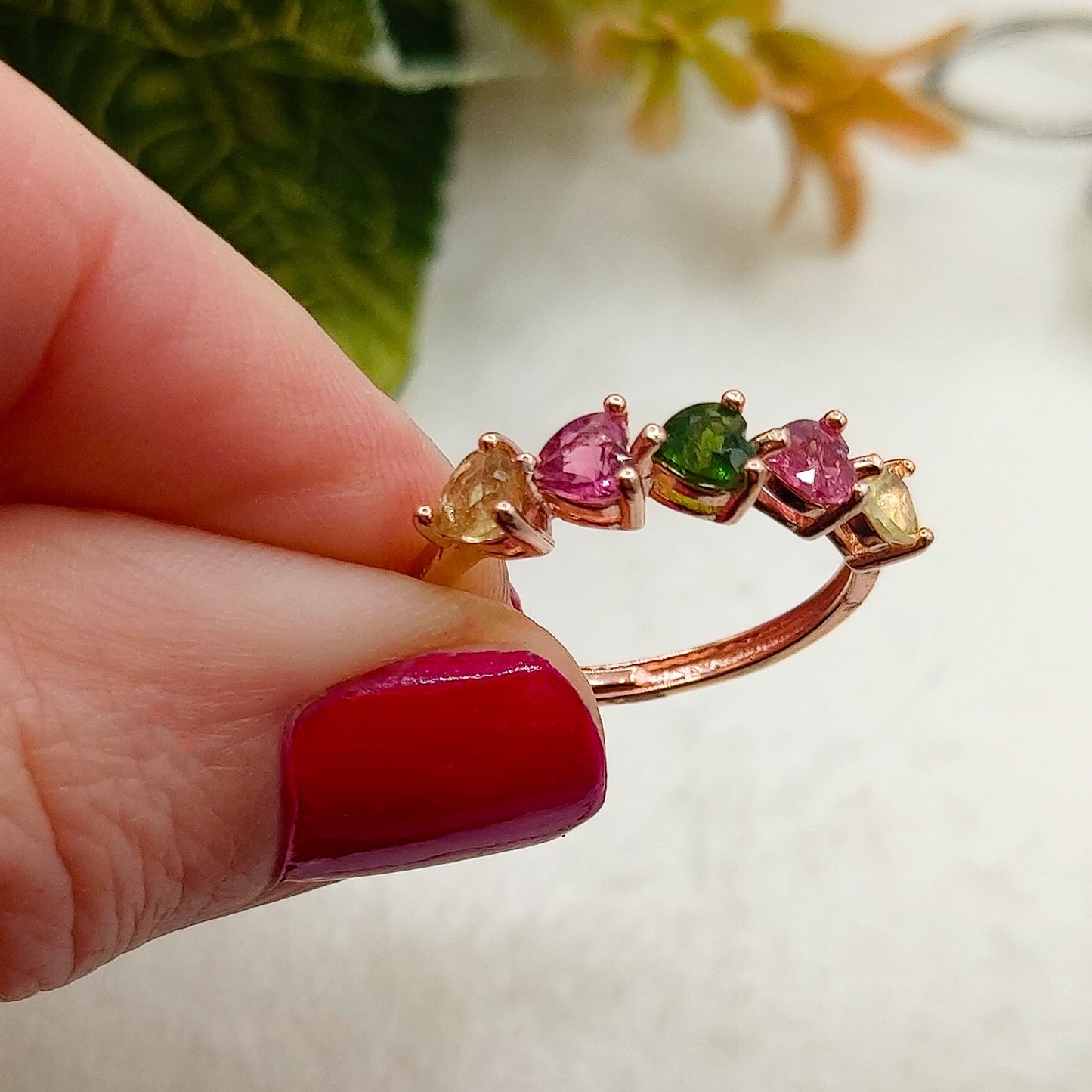 SHANTAY ~ Anello regolabile ARGENTO 925 in tormalina naturale a forma di cuore