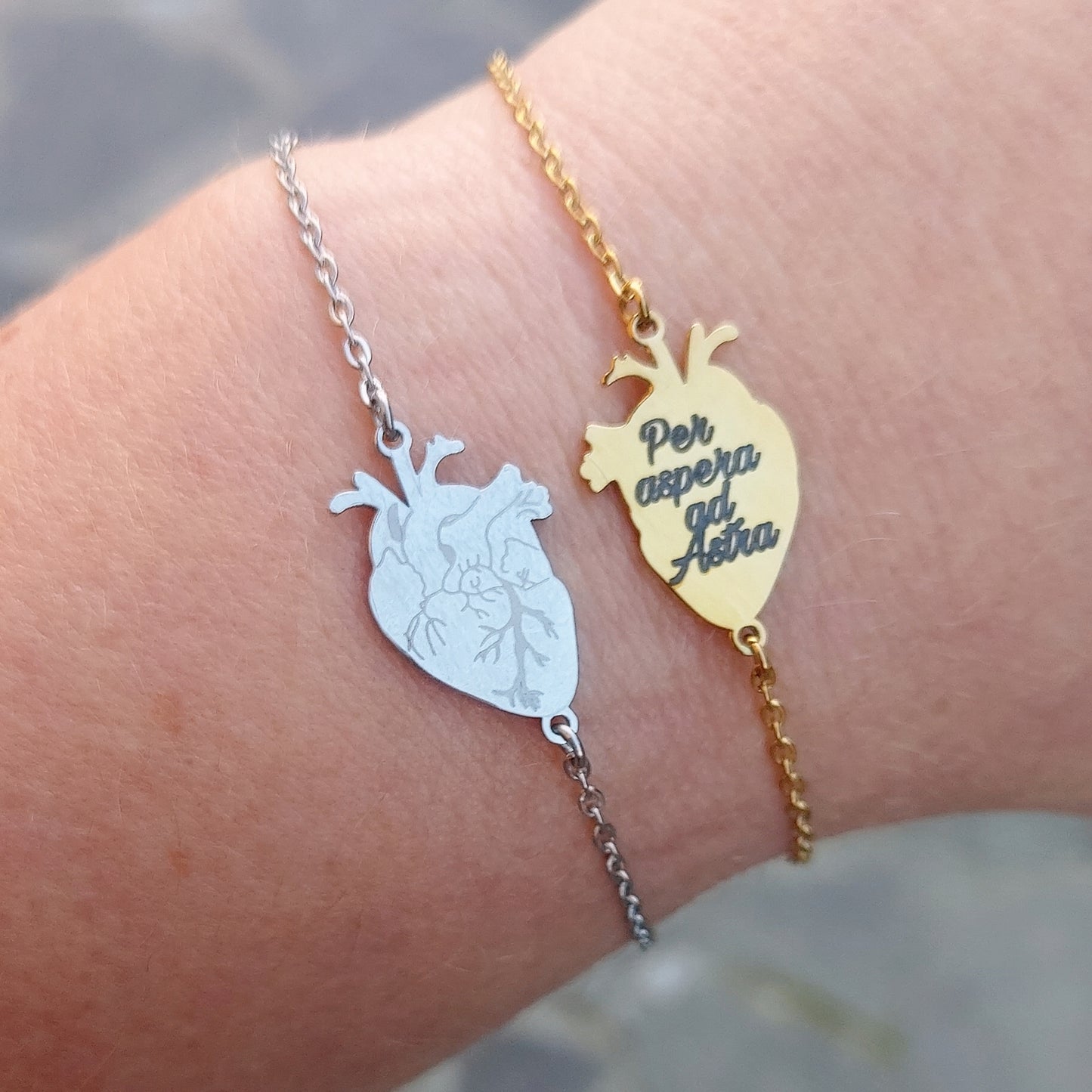 HUMAN HEART~ ACCIAIO inossidabile - Bracciale cuore anatomico