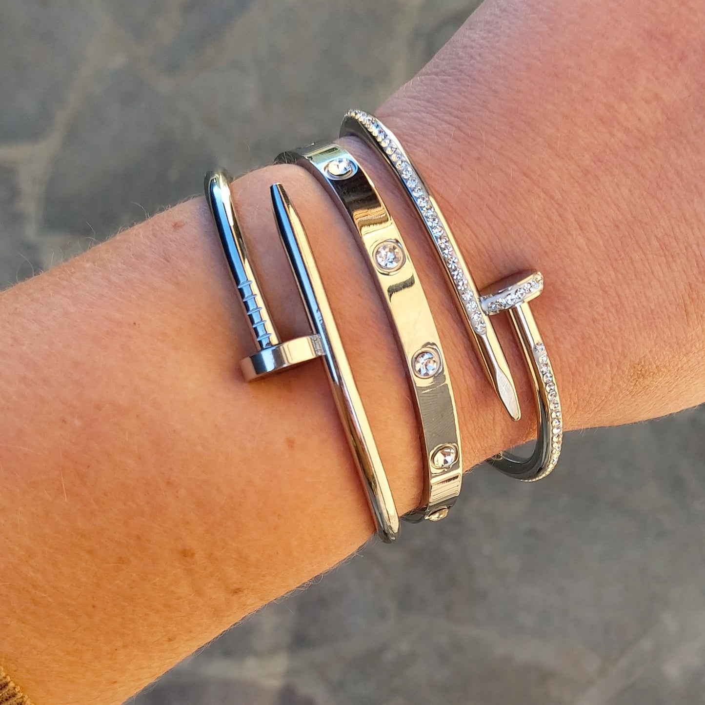 VENICE CRYSTAL ~ Bracciale CHIODO in acciaio inossidabile