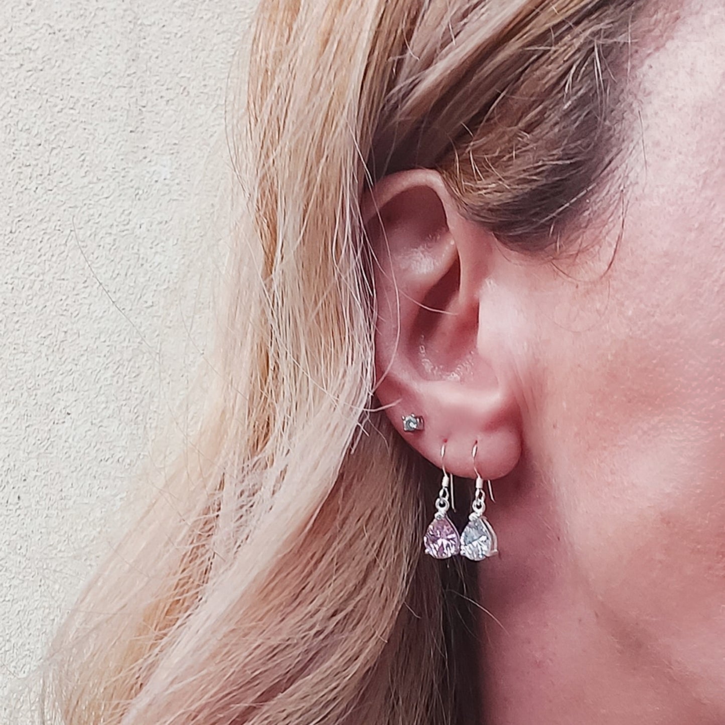 LORELEI ~ paio Orecchini goccia ARGENTO 925 monachella cubic zirconia