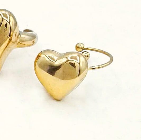 NANCY RING ~ Anello cuore bombè regolabile in ACCIAIO INOSSIDABILE