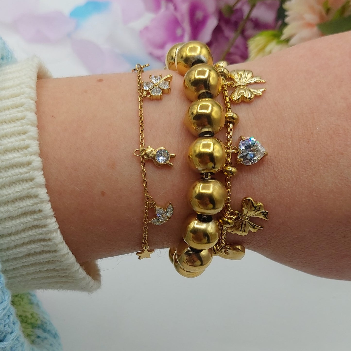 JOSIE Bracciale PALLINI 12mm ~ Bracciale UNISEX in ACCIAIO INOSSIDABILE