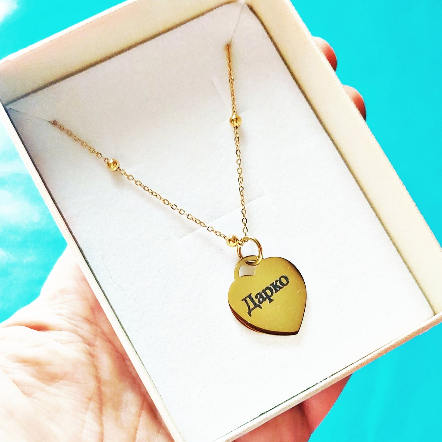 Collana Cuore - PERSONALIZZAMI ~ Collana in acciaio inossidabile + INCISIONE PERSONALIZZATA