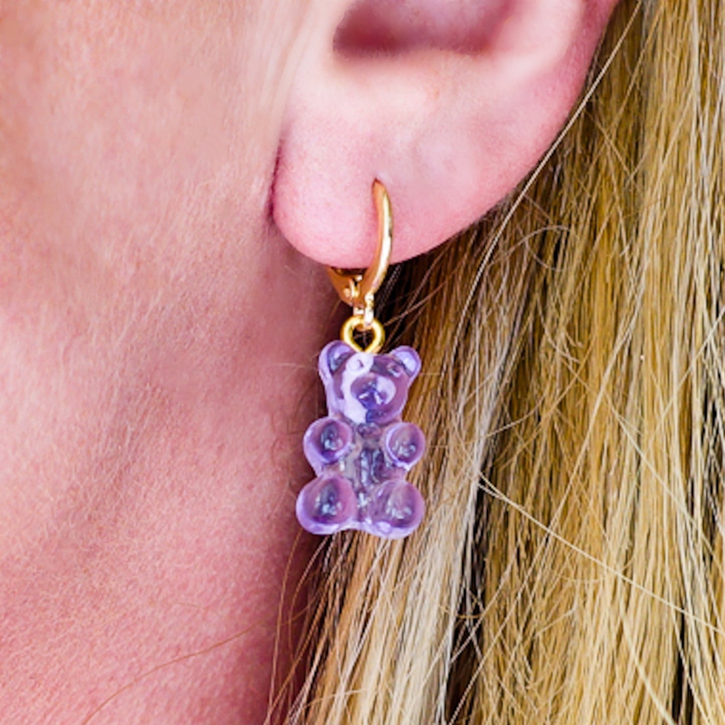WINONA Hoops ~ Paio Orecchini mini cerchi con teddy colours