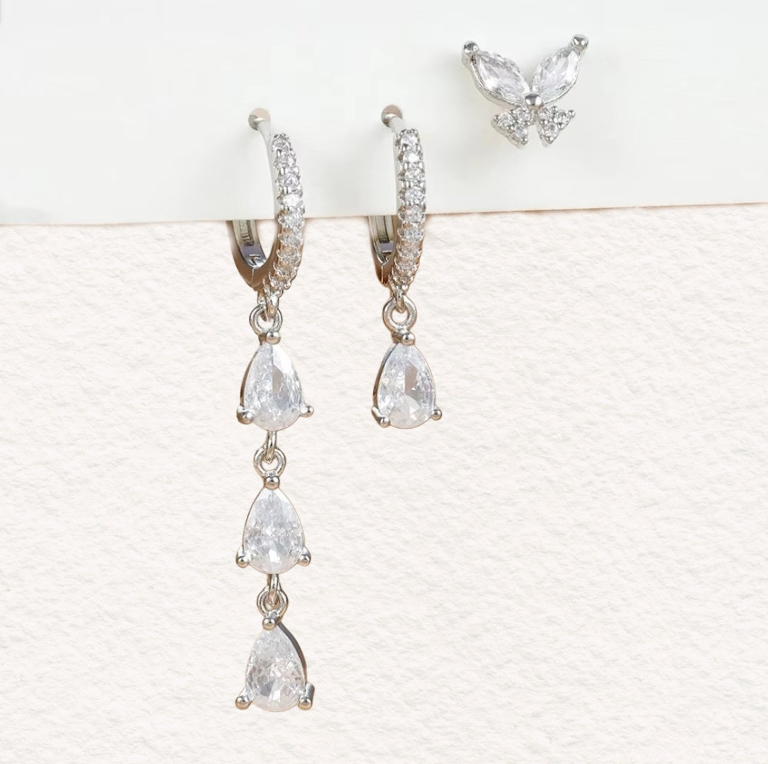 HEATHER - ACCIAIO INOSSIDABILE - 3 Orecchini pendenti in cubic zirconia