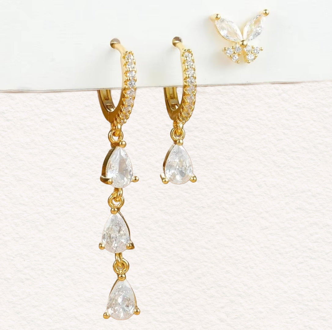 HEATHER - ACCIAIO INOSSIDABILE - 3 Orecchini pendenti in cubic zirconia