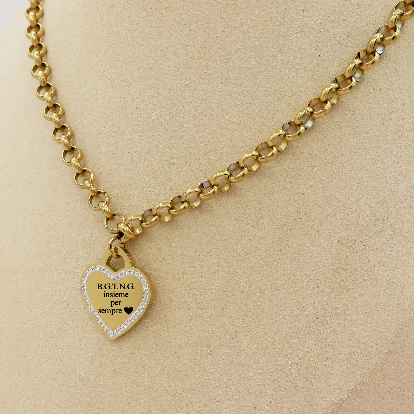 Cuore CRYSTAL - PERSONALIZZAMI ~ Collana in acciaio inossidabile + INCISIONE PERSONALIZZATA