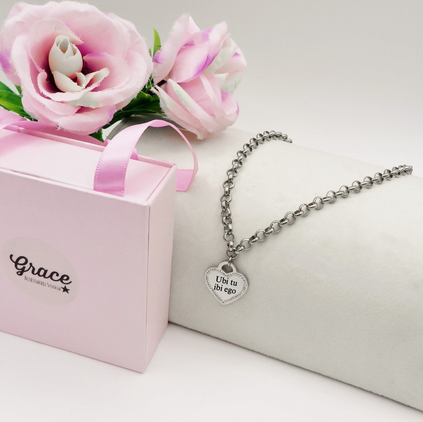 Cuore CRYSTAL - PERSONALIZZAMI ~ Collana in acciaio inossidabile + INCISIONE PERSONALIZZATA