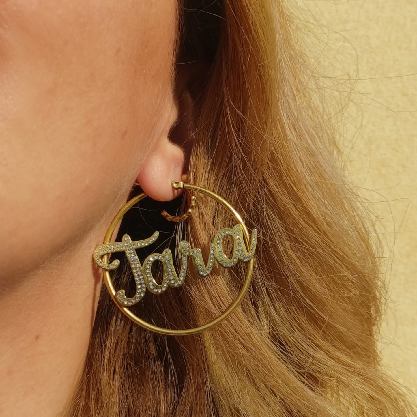 BRILLIANT big hoops - NOME PERSONALIZZATO Paio orecchini a cerchio in Acciaio Inossidabile