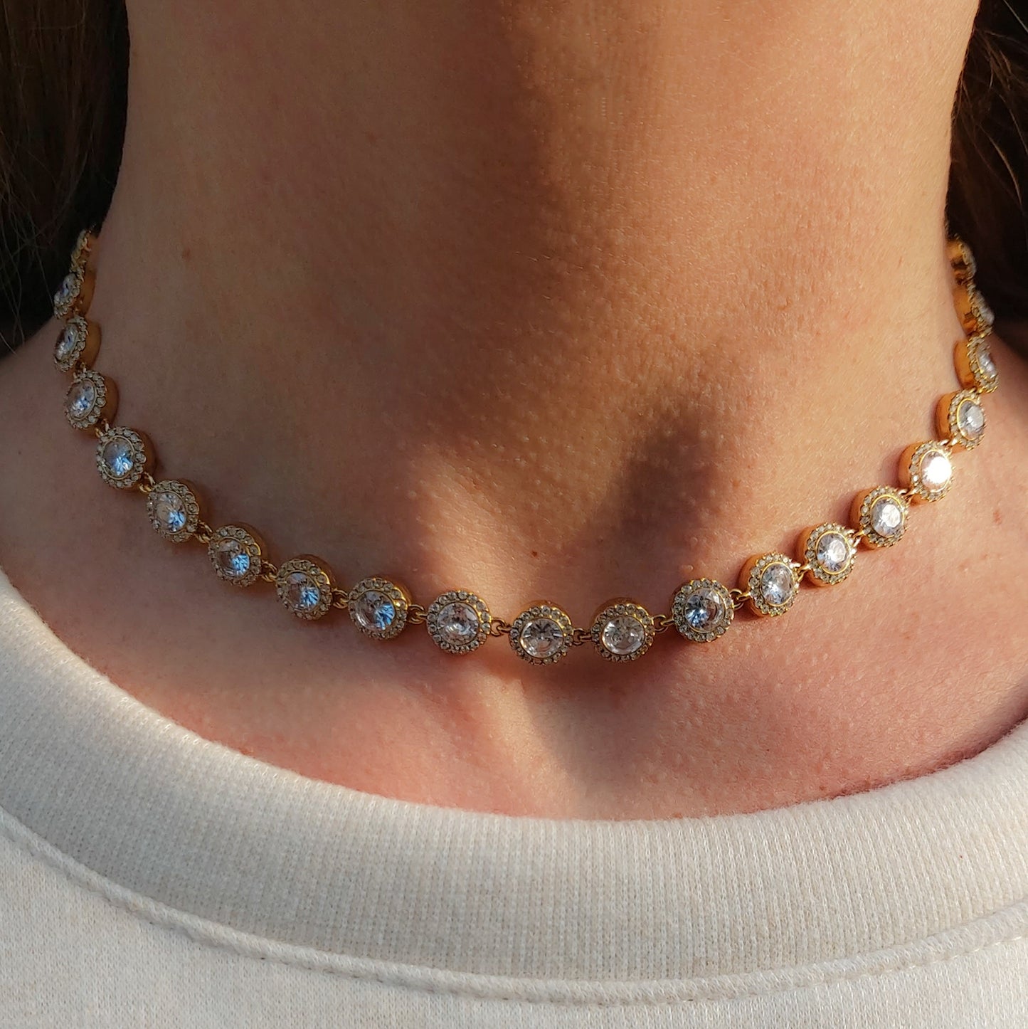 DELILAH XL ~ zirconi 5mm ACCIAIO INOSSIDABILE -Collana tennis in cubic zirconia rotondi