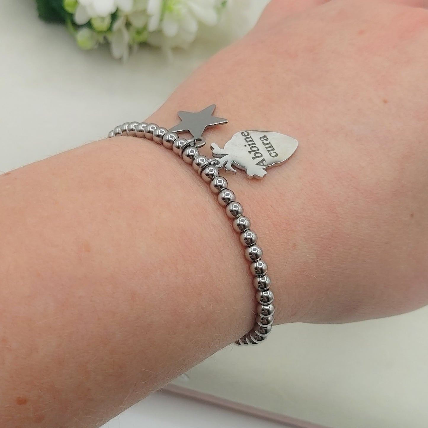 HUMAN HEART charm BRACCIALE Pallini ~ ACCIAIO inossidabile - Bracciale cuore anatomico con ciondoli