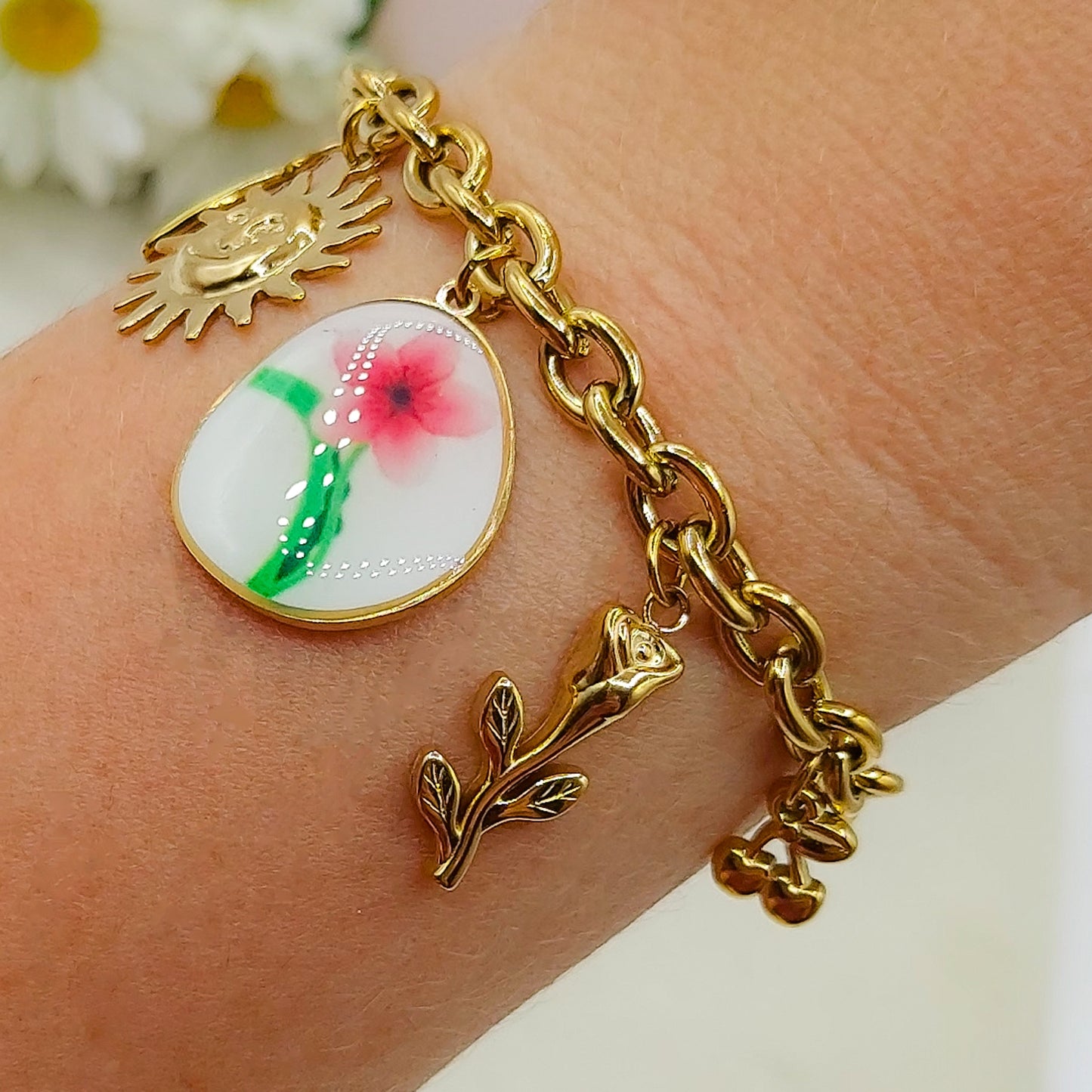 Clémence Bracciale con charms fiori vintage e frutta - ACCIAIO INOSSIDABILE