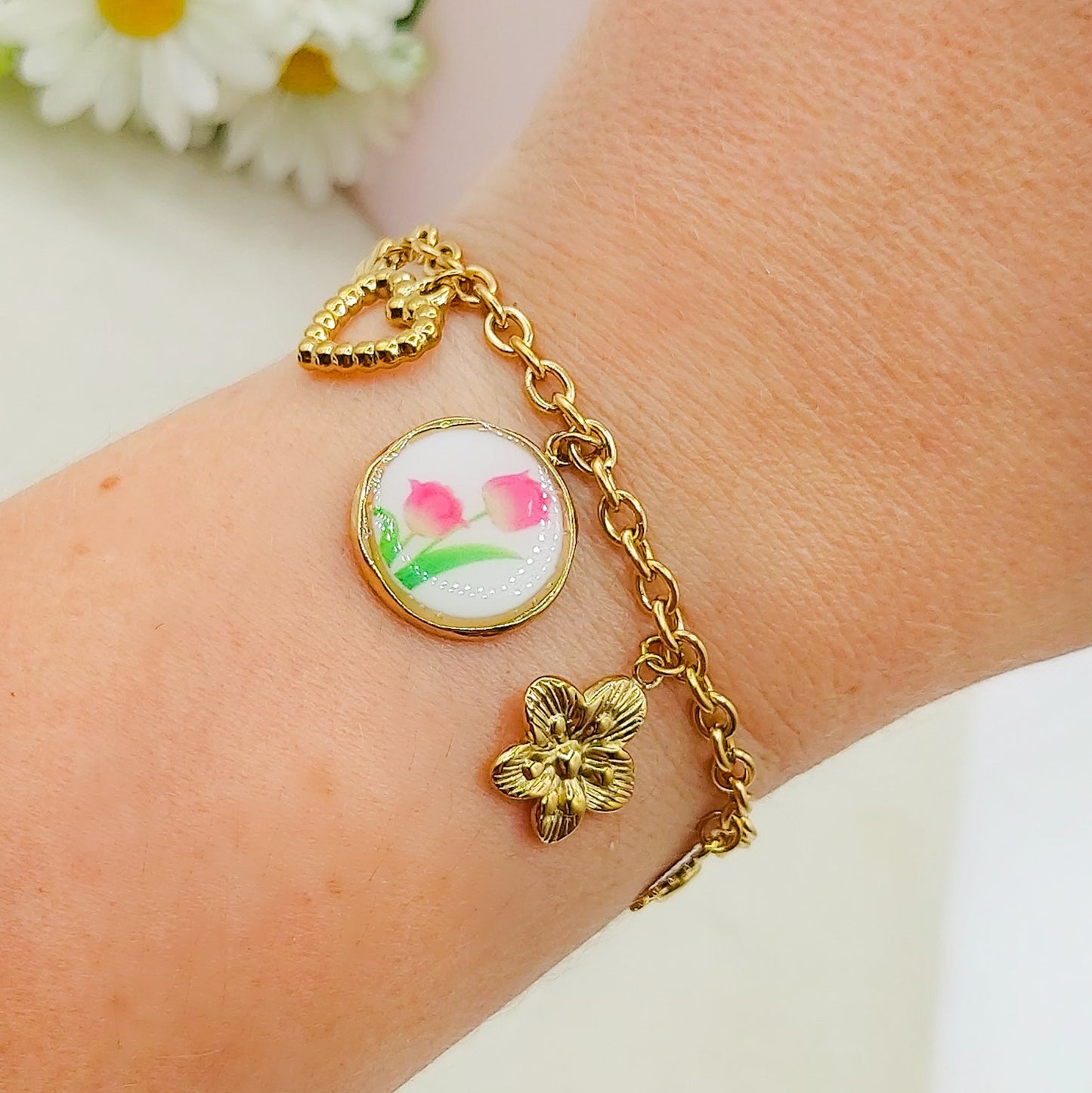 Héloise Bracciale con charms fiori vintage e frutta - ACCIAIO INOSSIDABILE