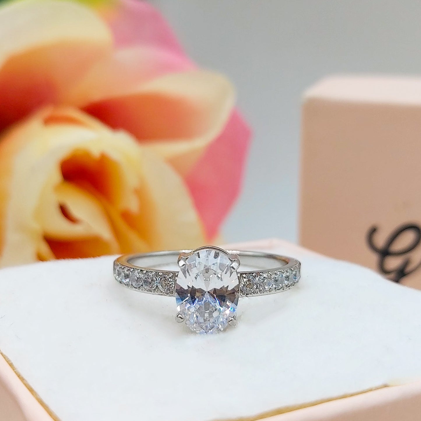 MERCURY ~ Anello con maxi goccia in ACCIAIO INOSSIDABILE con Cubic ZIRCONIA