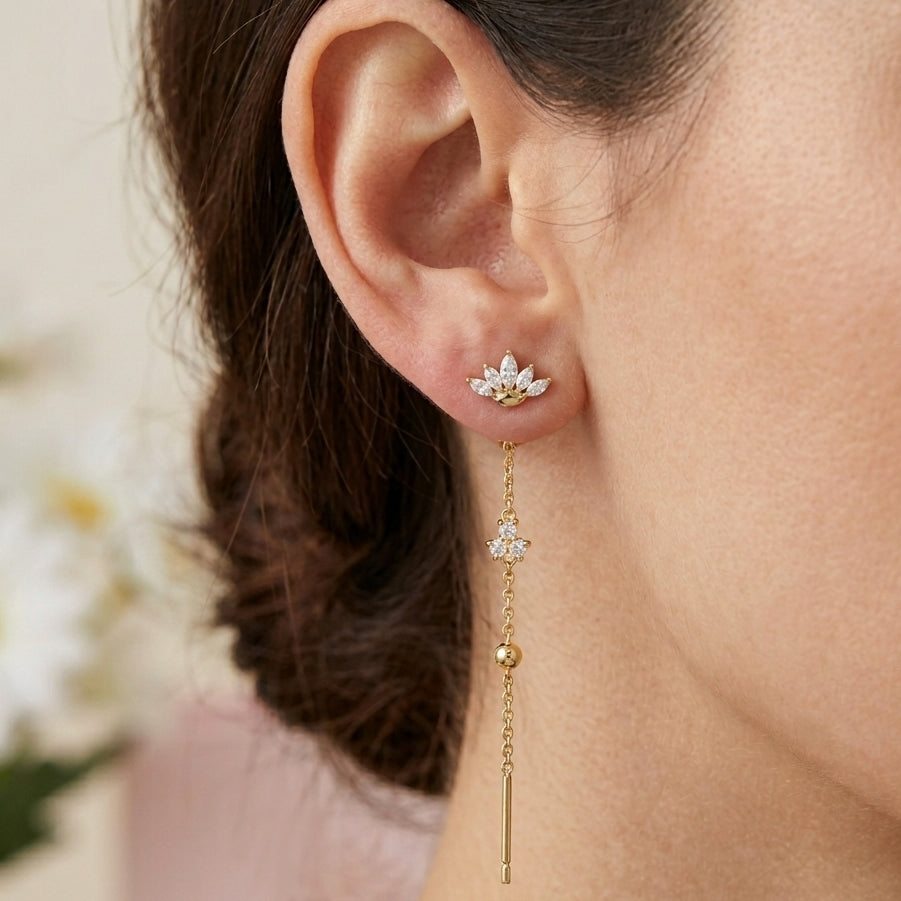 FAIRY MARQUISE ~ paio Orecchini ACCIAIO INOSSIDABILE pendenti zirconati stile saliscendi