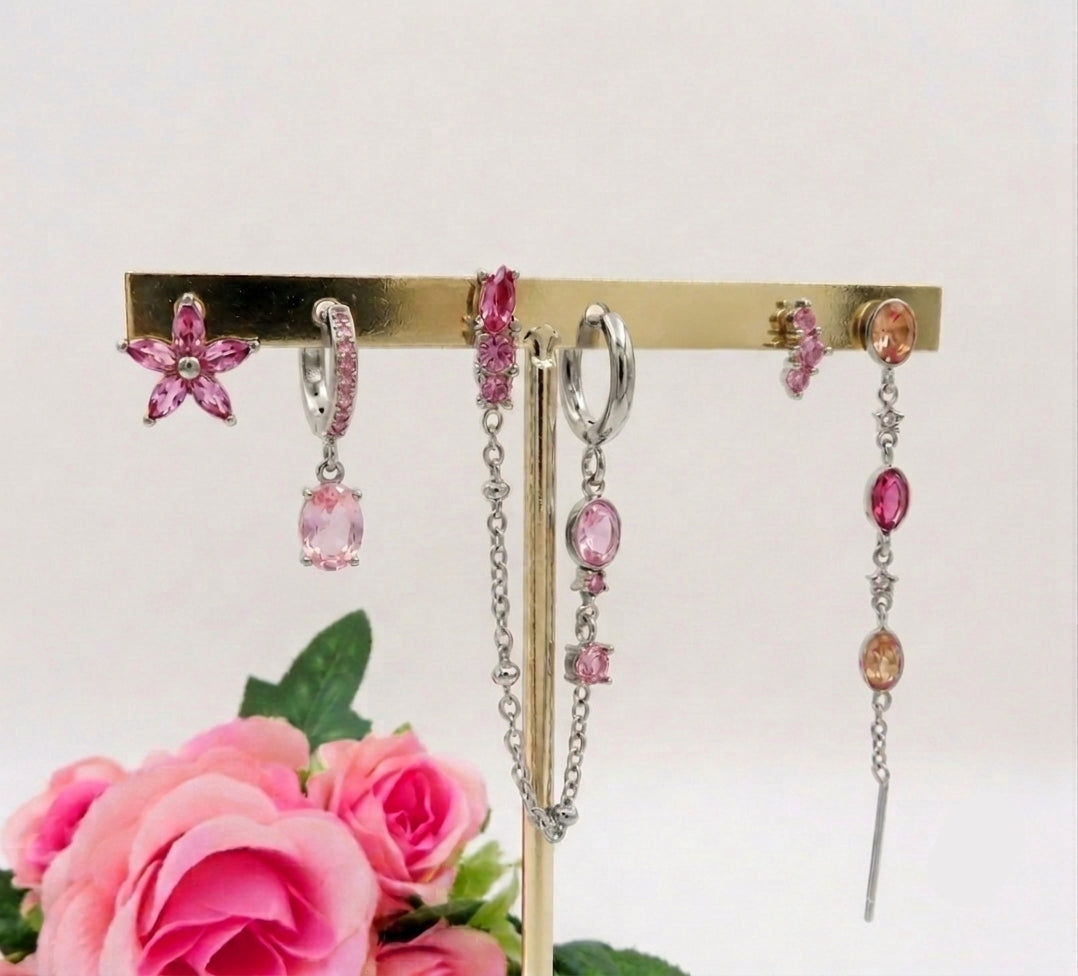 SHANAYA SET - ACCIAIO INOSSIDABILE - 6 Orecchini pendenti in cubic zirconia