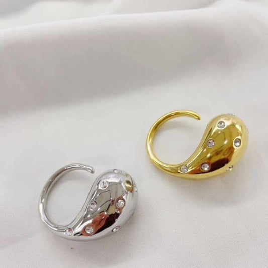 DROP Crystal ~ Anello regolabile in ACCIAIO INOSSIDABILE con cubic zirconia