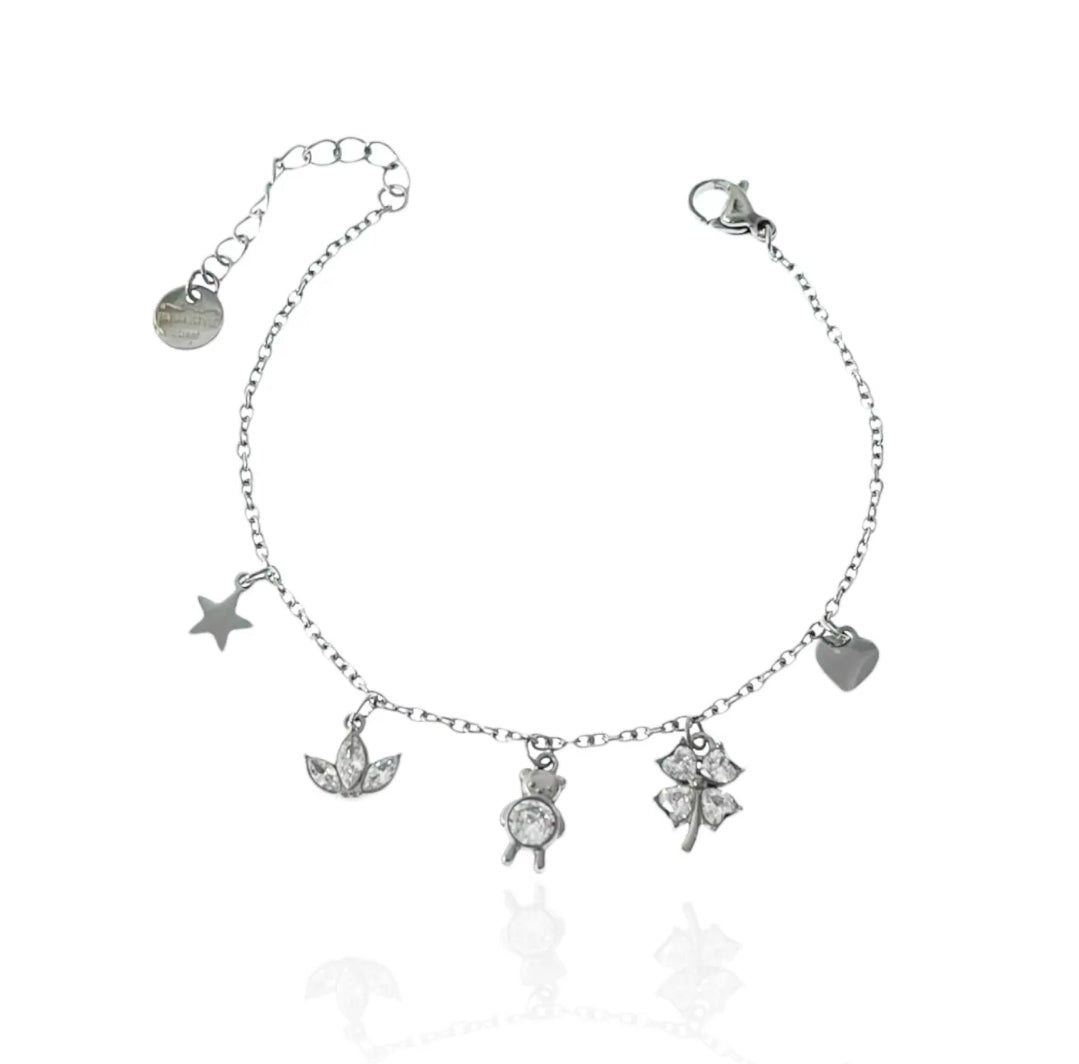 SWEET ~ Bracciale in ACCIAIO inossidabile con pendenti in cubic zirconia