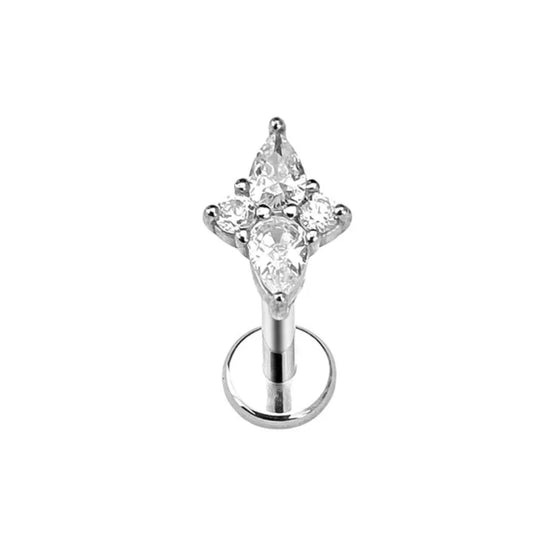 GEM PIERCING - TITANIO G23 e ACCIAIO INOSSIDABILE 316L chirurgico ~ con cubic zirconia per Helix, Trago, Flat e Lobo