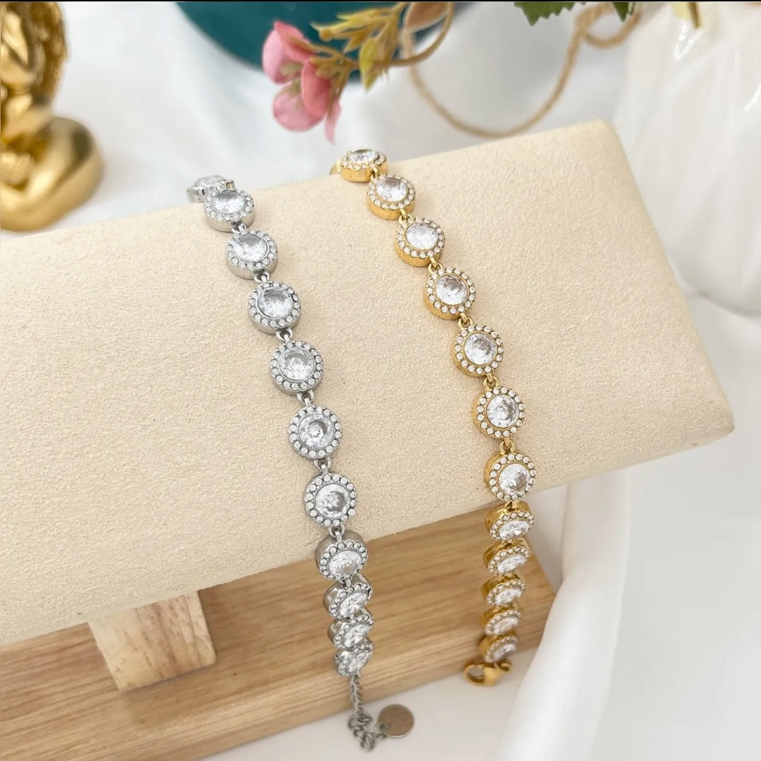 DELILAH XL ~ ACCIAIO INOSSIDABILE - bracciale Tennis con Cubic Zirconia rotondi