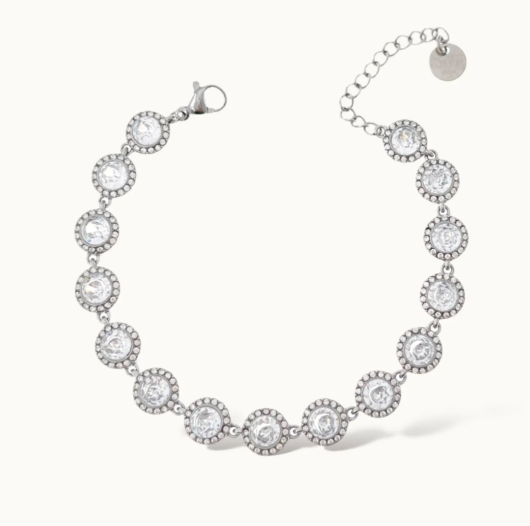 DELILAH XL ~ ACCIAIO INOSSIDABILE - bracciale Tennis con Cubic Zirconia rotondi