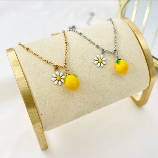 LEMON COLLANA - ACCIAIO inossidabile - Collana catenina Margherita LIMONE