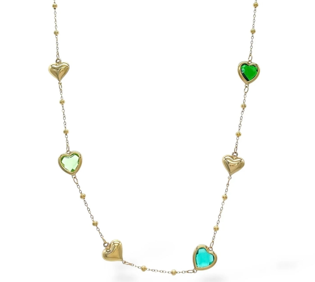 ROSALIE Collana girocollo con cuori bombè e in cubic zirconia IN ACCIAIO INOSSIDABILE