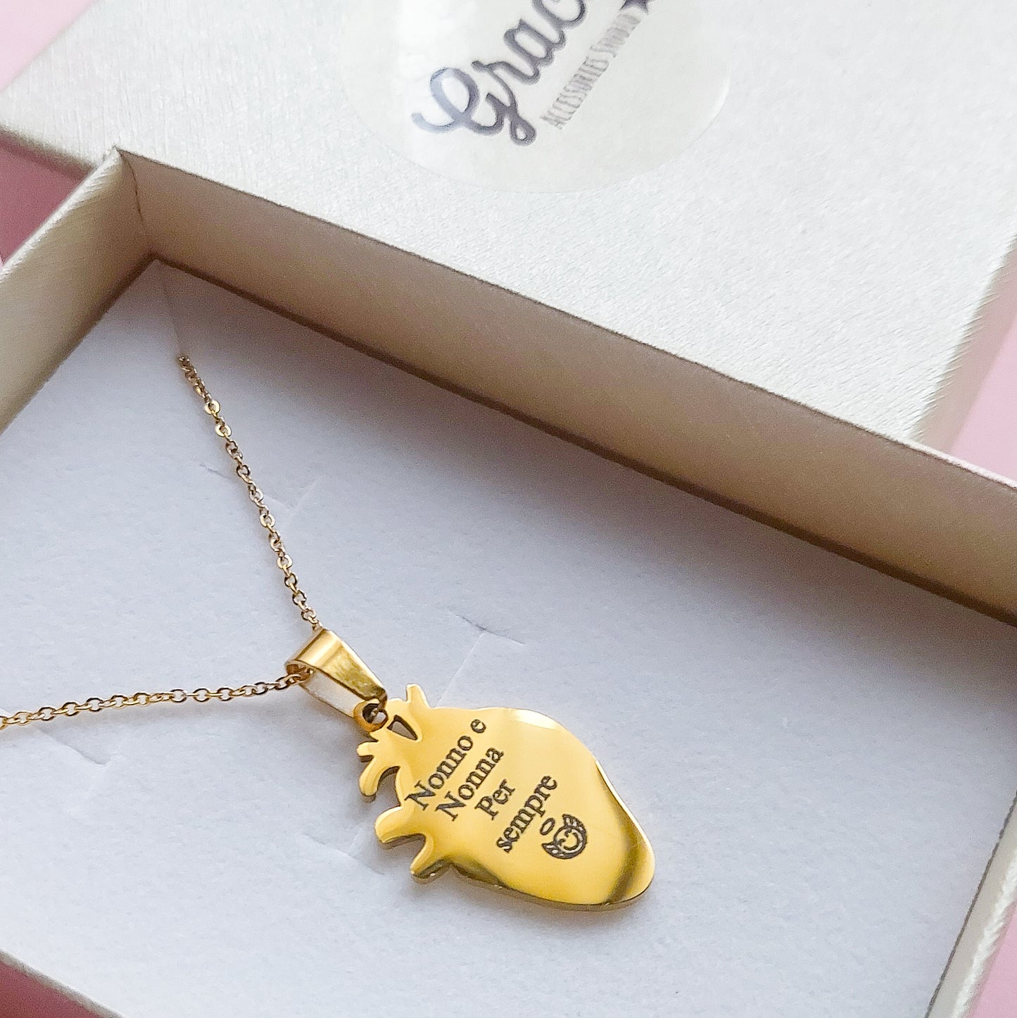 HUMAN HEART~ ACCIAIO inossidabile - Collana ciondolo cuore anatomico