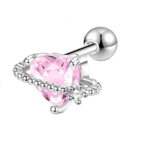 Pink Galaxy PIERCING - ACCIAIO INOSSIDABILE chirurgico 316L con cubic zirconia per Helix, Trago, Flat e Lobo