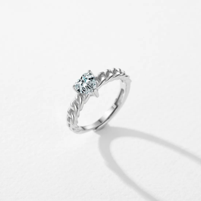 CHARLOTTE ~ ANELLO in ARGENTO 925 con cubic zirconia a cuore regolabile