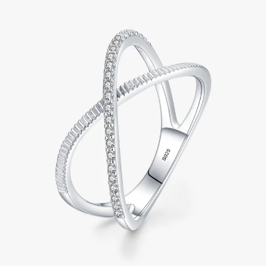 CRISS CROSS - ARGENTO 925 ~ Anello con cubic zirconia alta qualità
