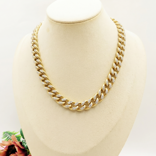 Madison ~ STAINLESS STEEL cuban chain+ zirconia necklace