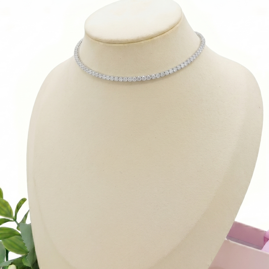 VEGAS ~ TENNIS CHOKER GIROCOLLO IN ACCIAIO INOSSIDABILE CON CUBIC ZIRCONIA