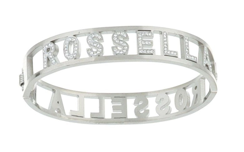 "IL MIO NOME"-BRACCIALE A MANETTA IN ACCIAIO INOSSIDABILE E ZIRCONI