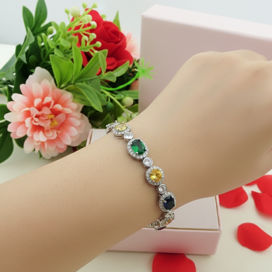 DELILAH LUXE RAINBOW - Bracciale Tennis con Cubic Zirconia rotondi