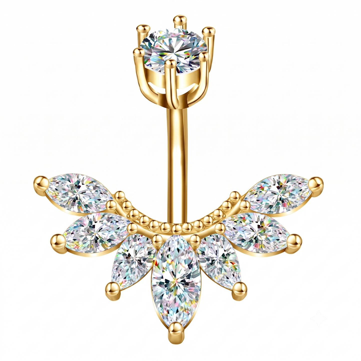 MARQUISE PIERCING OMBELICO - ACCIAIO INOSSIDABILE chirurgico 316L con cubic zirconia per belly button 14G