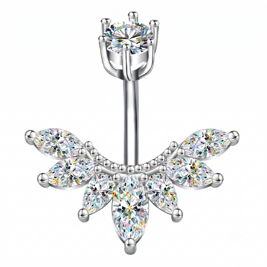 MARQUISE PIERCING OMBELICO - ACCIAIO INOSSIDABILE chirurgico 316L con cubic zirconia per belly button 14G