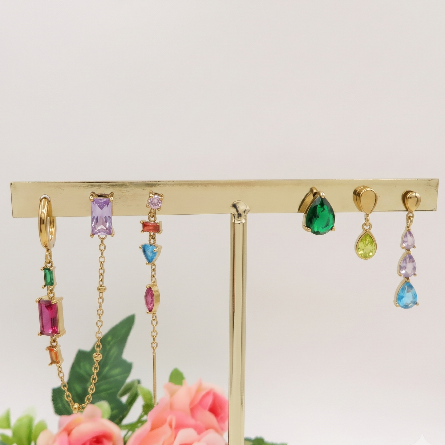ROSHANA SET - ACCIAIO INOSSIDABILE - 6 Orecchini pendenti in cubic zirconia