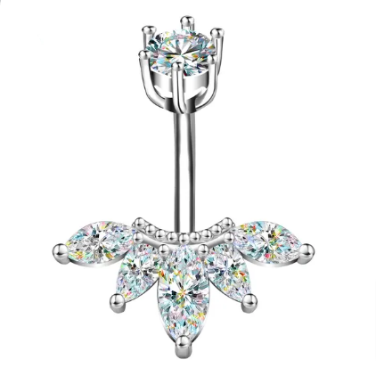 MARQUISE PIERCING OMBELICO - ACCIAIO INOSSIDABILE chirurgico 316L con cubic zirconia per belly button 14G