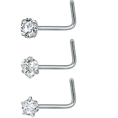 Set 3 PIERCING Punto Luce NASO - CRYSTAL - ACCIAIO INOSSIDABILE chirurgico 316L con cubic zirconia per Nose Studs - NOSTRIL 20G