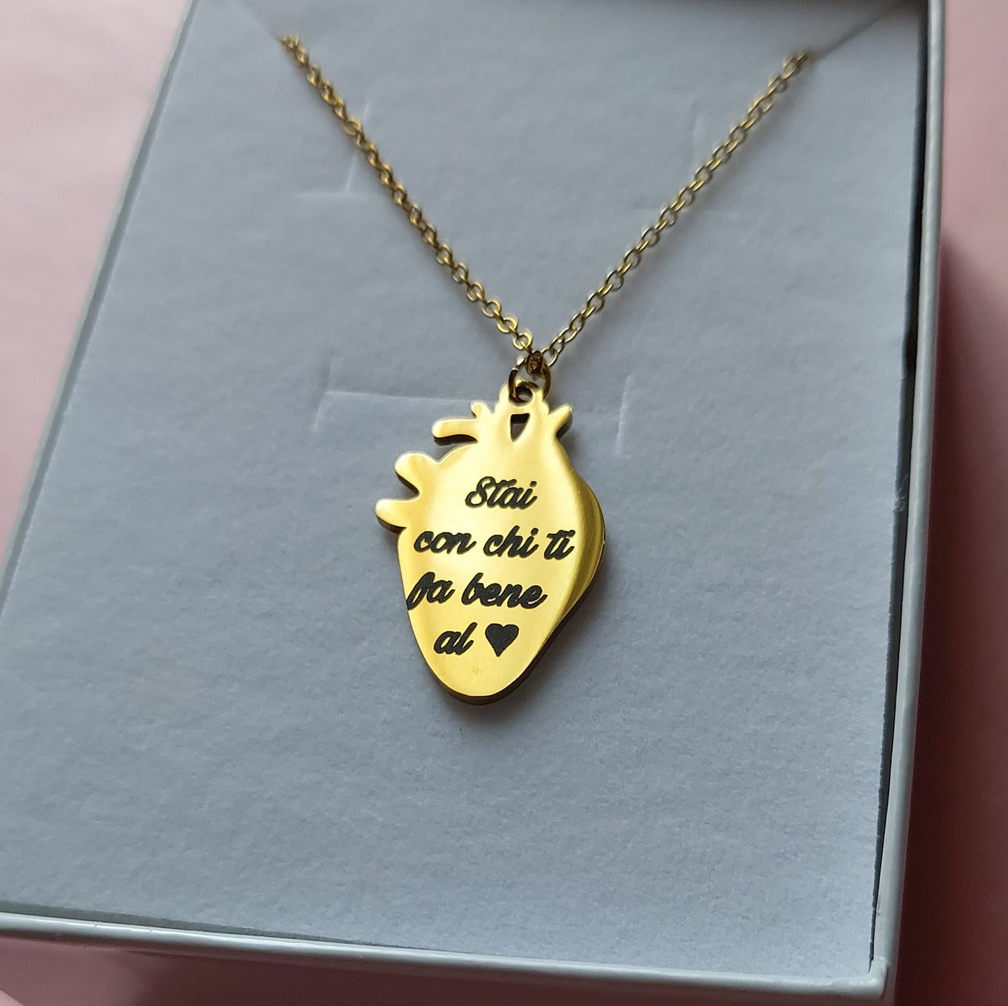 HUMAN HEART~ ACCIAIO inossidabile - Collana ciondolo cuore anatomico