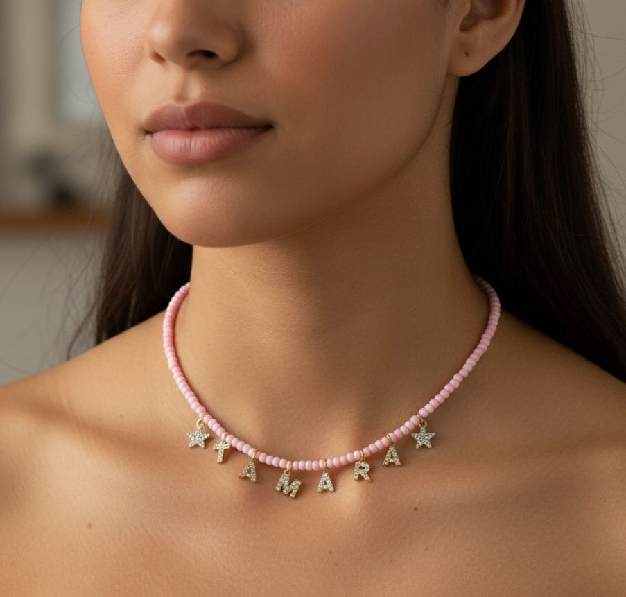 CHOKER Perle Con Nome personalizzabile in Acciaio Inox