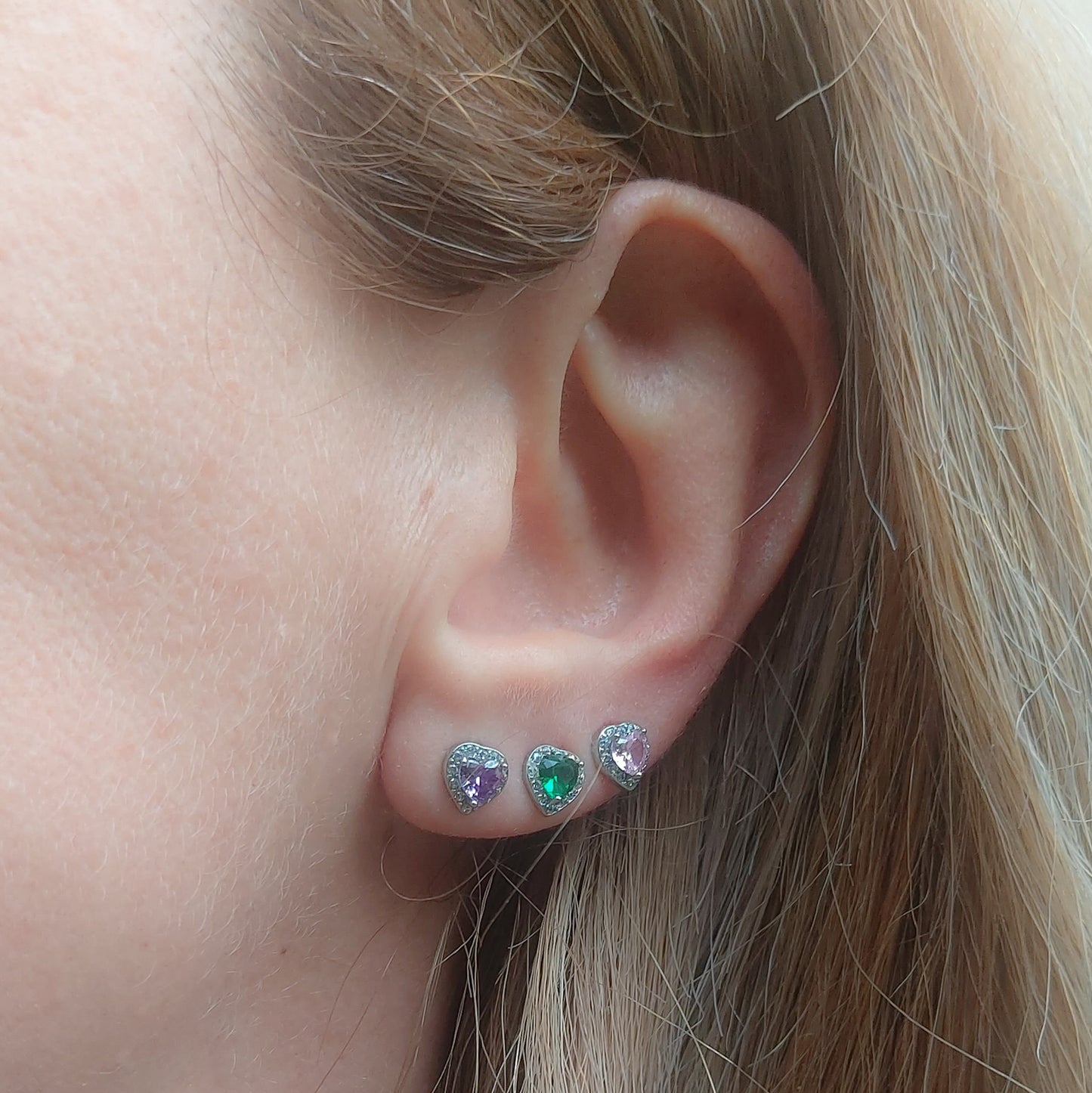 GEMMA SET 6 ORECCHINI Lobo acciaio inossidabile ~ 6 PZ ~ Orecchini a lobo con zirconi