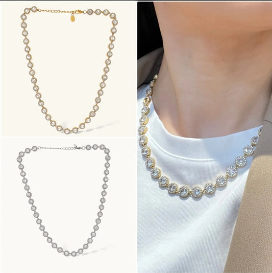 DELILAH XL ~ zirconi 5mm ACCIAIO INOSSIDABILE -Collana tennis in cubic zirconia rotondi