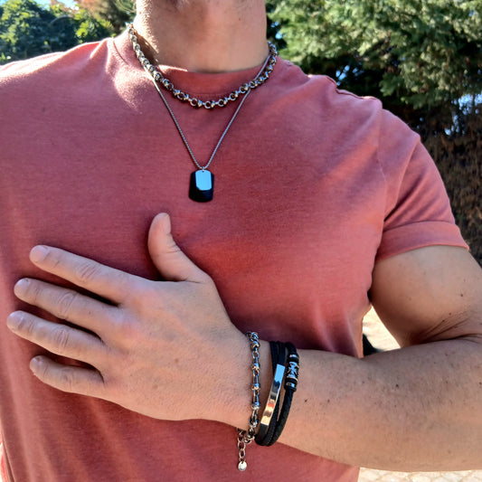 Collana pendente TARGHETTA MILITARE uomo ACCIAIO