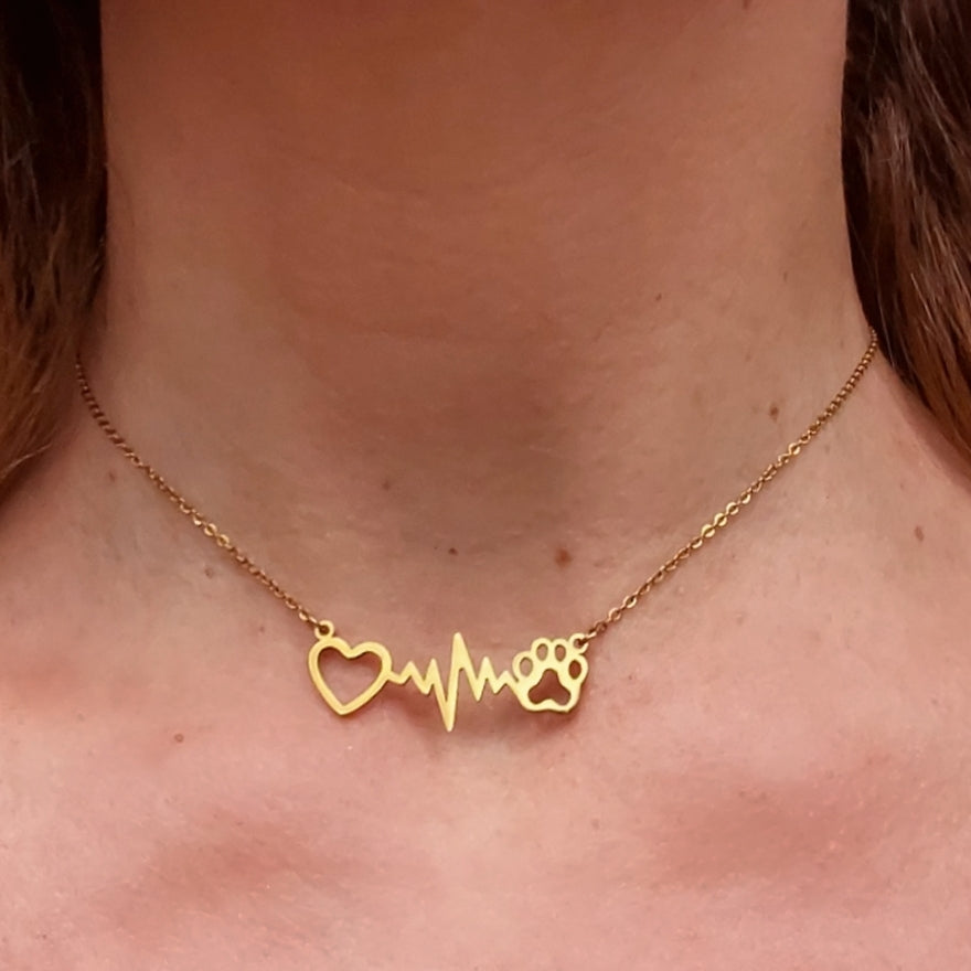 PAW's HEARTBEAT ~ Collana battito zampa ACCIAIO inossidabile