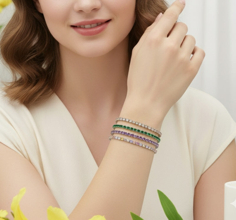 ALICIA NEW COLOURS ~ Bracciale tennis in ACCIAIO INOSSIDABILE con Cubic Zirconia