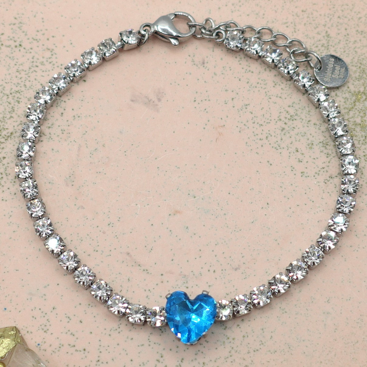 AURORA~ ACCIAIO INOSSIDABILE - Bracciale tennis in cubic zirconia con cuore centrale