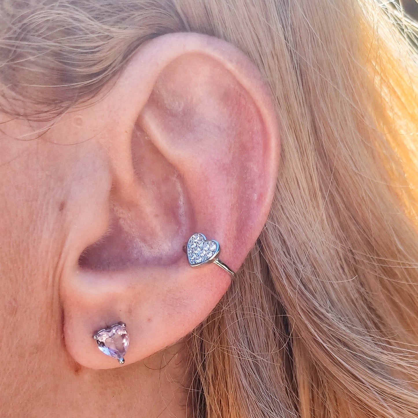 Heart EarCuff ~ Cuore zirconato - senza piercing