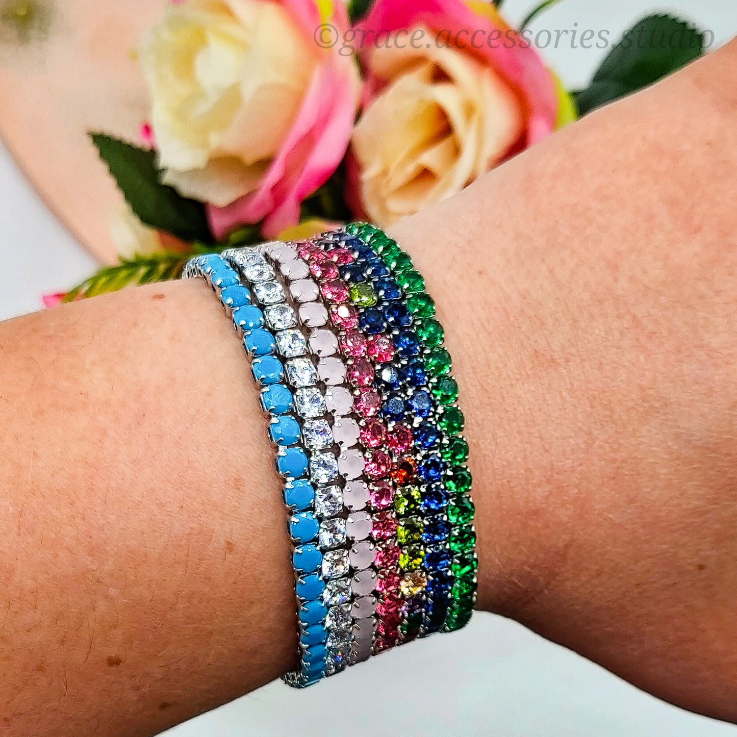 MAYA ~Rainbow-Bracciale tennis in Cubic Zirconia